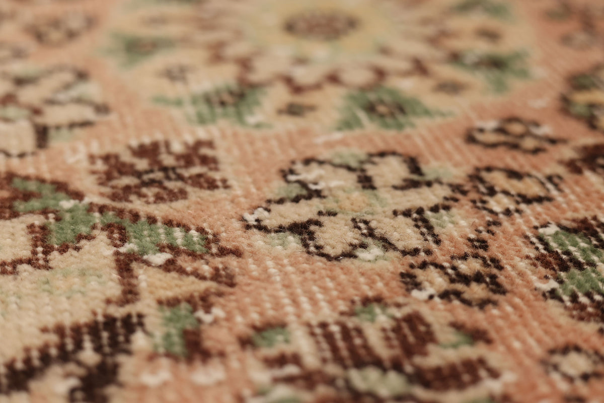 Vintage Isparta Turkish Area Rug 5x9 ft — Beige & Pink Floral (No. 37064)