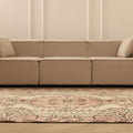 Vintage Isparta Turkish Area Rug 5x9 ft — Beige & Pink Floral (No. 37064)