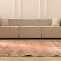 Vintage Isparta Turkish Area Rug 7x10 ft — Red & Beige Floral