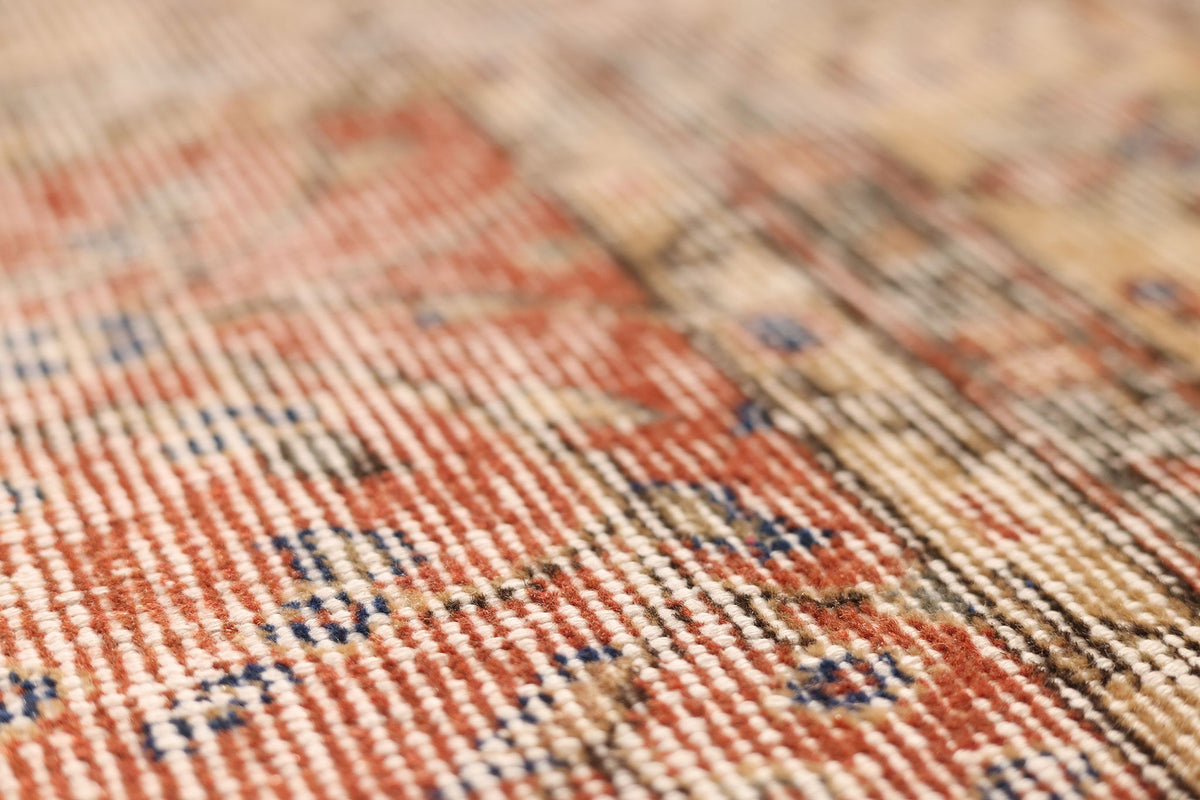 Vintage Isparta Turkish Area Rug 7x10 ft — Red & Beige Floral