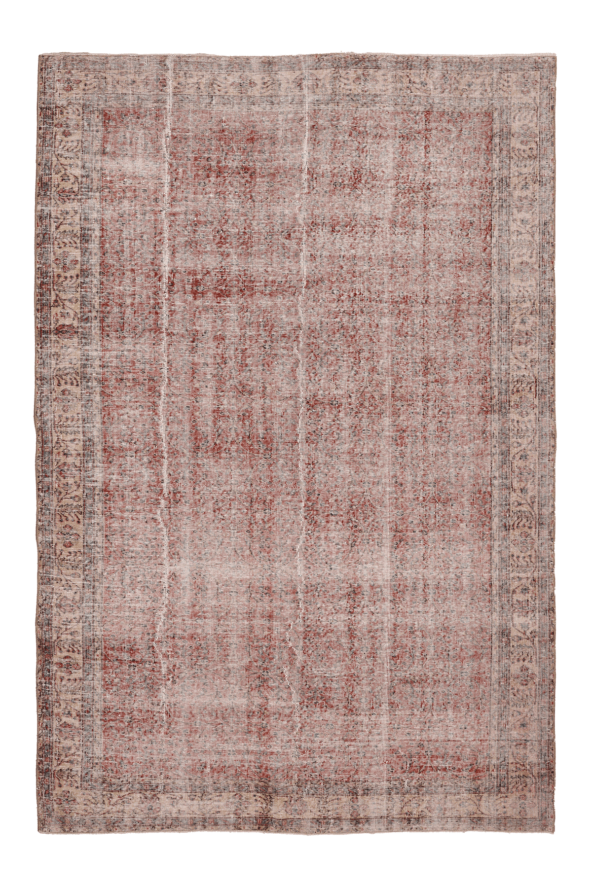 Vintage Isparta Turkish Area Rug 7x10 ft — Red & Beige Floral