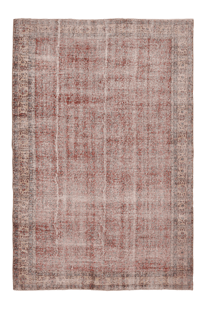 Vintage Isparta Turkish Area Rug 7x10 ft — Red & Beige Floral