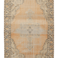 Vintage Manisa Turkish Area Rug 5x8 ft — Orange & Gray Floral
