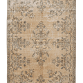 Vintage Isparta Turkish Area Rug 5x9 ft — Beige & Orange Floral