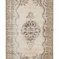 Vintage Manisa Turkish Area Rug 5x9 ft — Beige & Brown Floral (No. 37071)