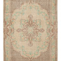 Vintage Isparta Turkish Area Rug 6x9 ft — Beige & Brown Floral (No. 37073)