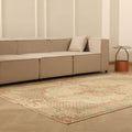 Vintage Isparta Turkish Area Rug 6x9 ft — Beige & Brown Floral (No. 37073)