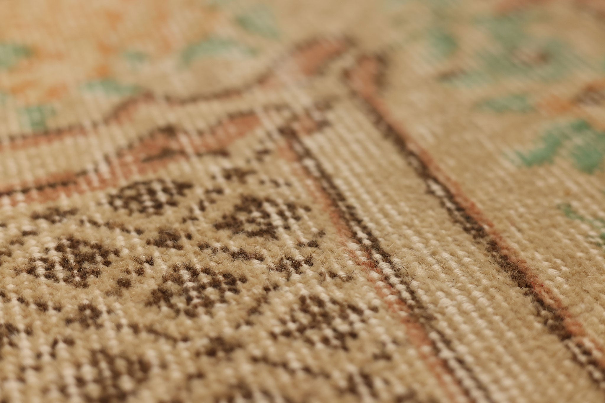 Vintage Isparta Turkish Area Rug 6x9 ft — Beige & Brown Floral (No. 37073)