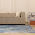 Vintage Isparta Turkish Area Rug 6x10 ft — Blue & Gray Floral
