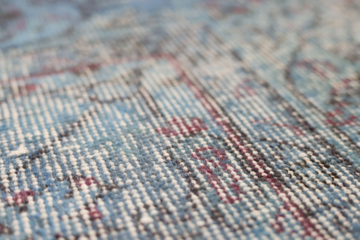 Vintage Isparta Turkish Area Rug 6x10 ft — Blue & Gray Floral