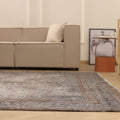Vintage Isparta Turkish Area Rug 7x11 ft — Gray & Brown Floral