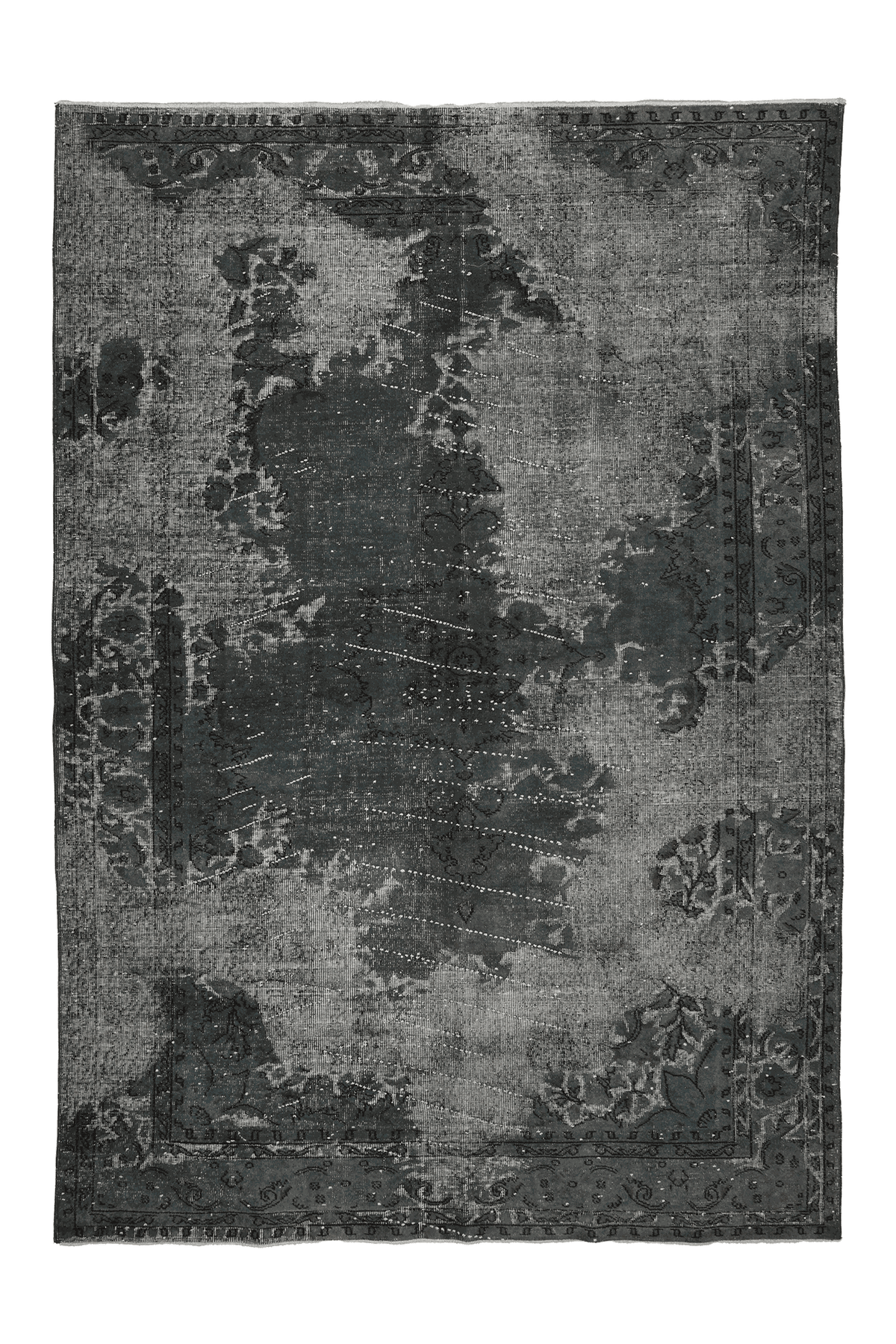 Vintage Isparta Turkish Area Rug 7x10 ft — Gray Floral