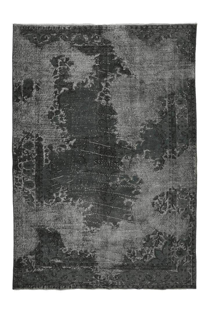 Vintage Isparta Turkish Area Rug 7x10 ft — Gray Floral
