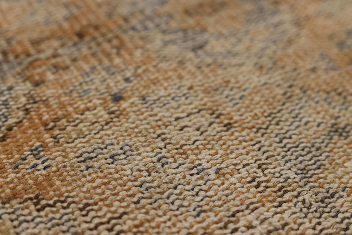 Vintage Manisa Turkish Runner Rug 2x10 ft — Orange & Gray Geometric