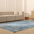 Vintage Isparta Turkish Area Rug 6x10 ft — Blue & Gray Floral