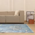 Vintage Isparta Turkish Area Rug 6x10 ft — Blue & Gray Floral