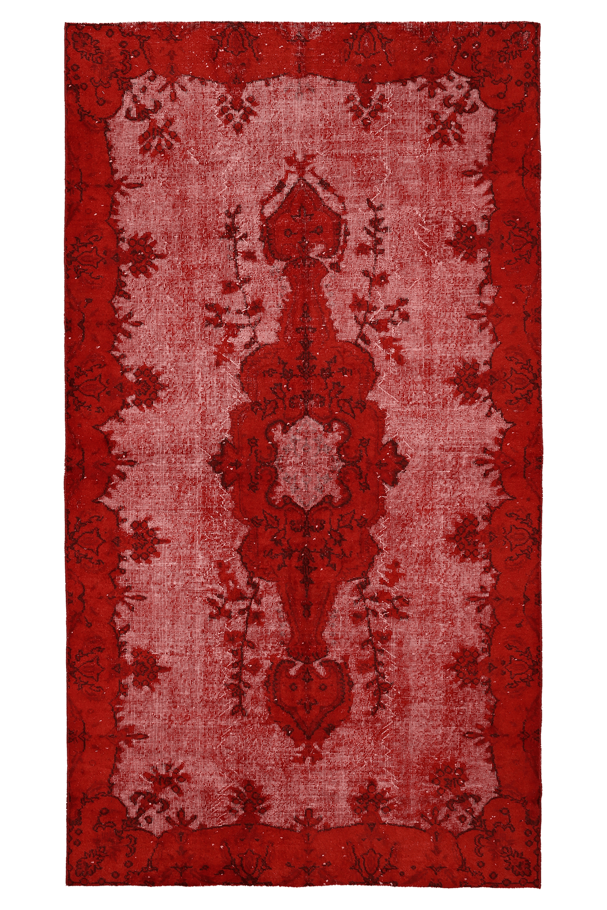 Vintage Isparta Turkish Area Rug 5x9 ft — Red & Pink Floral
