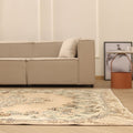 Vintage Isparta Turkish Area Rug 7x10 ft — Beige & Brown Floral
