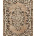 Vintage Isparta Turkish Area Rug 7x10 ft — Beige & Brown Floral