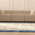 Vintage Isparta Turkish Area Rug 7x10 ft — Beige & Blue Floral