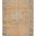 Vintage Manisa Turkish Area Rug 5x8 ft — Orange & Green Floral