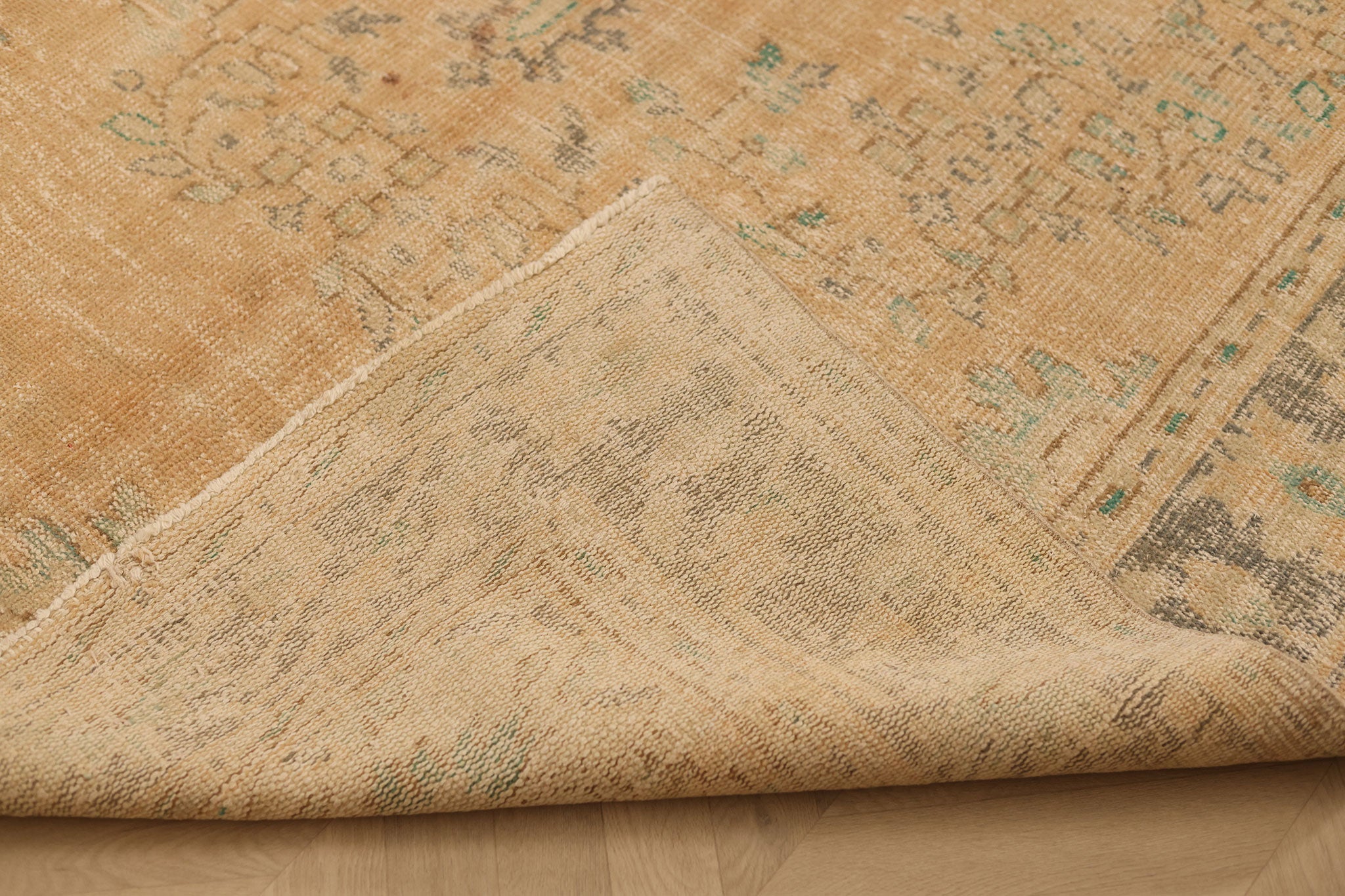 Vintage Manisa Turkish Area Rug 5x8 ft — Orange & Green Floral