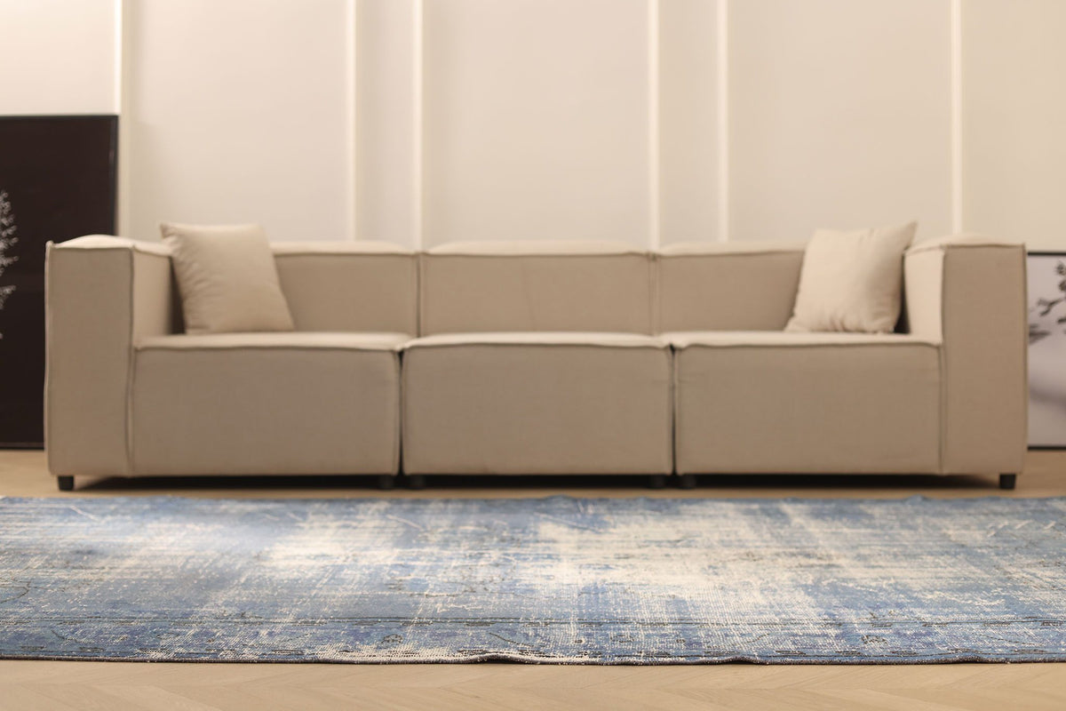 Vintage Isparta Turkish Area Rug 6x10 ft — Blue & Gray Overdyed