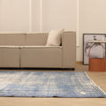 Vintage Isparta Turkish Area Rug 6x10 ft — Blue & Gray Overdyed