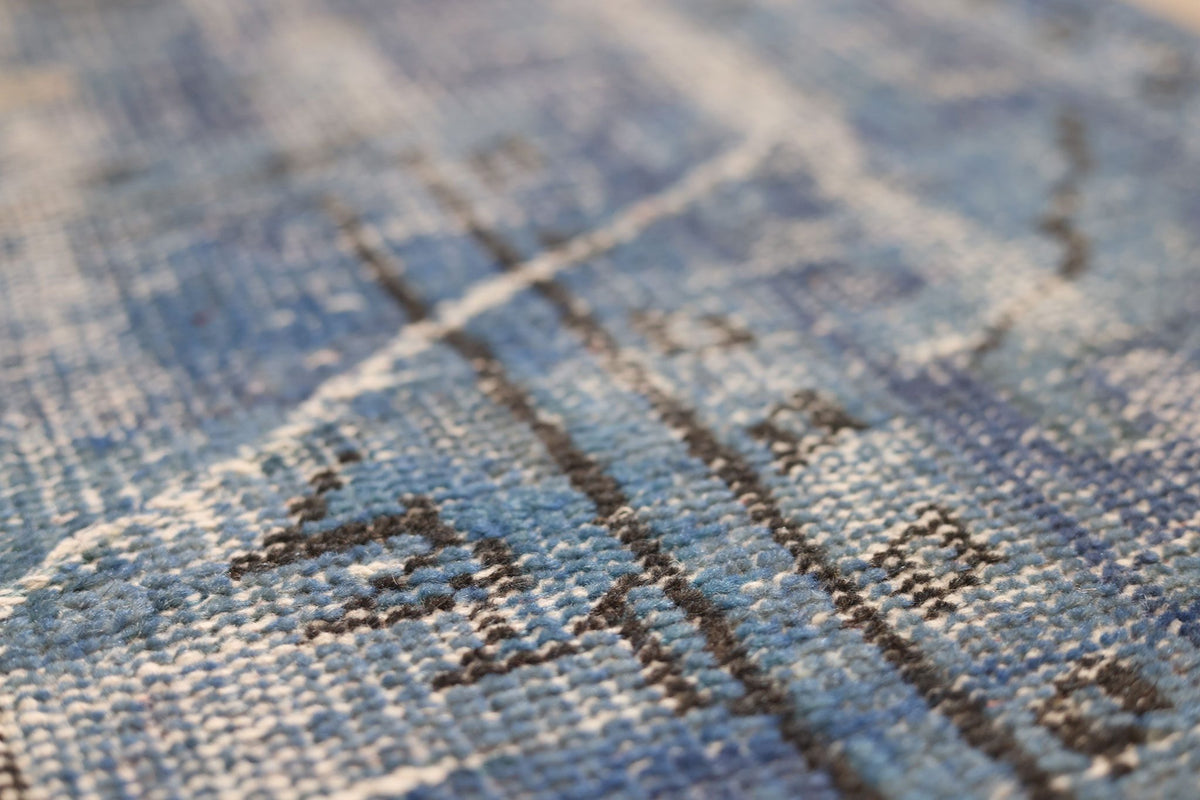 Vintage Isparta Turkish Area Rug 6x10 ft — Blue & Gray Overdyed