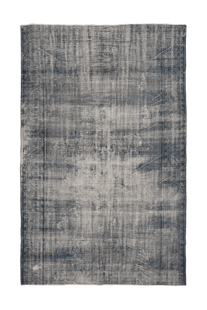 Vintage Isparta Turkish Area Rug 6x10 ft — Blue & Gray Overdyed