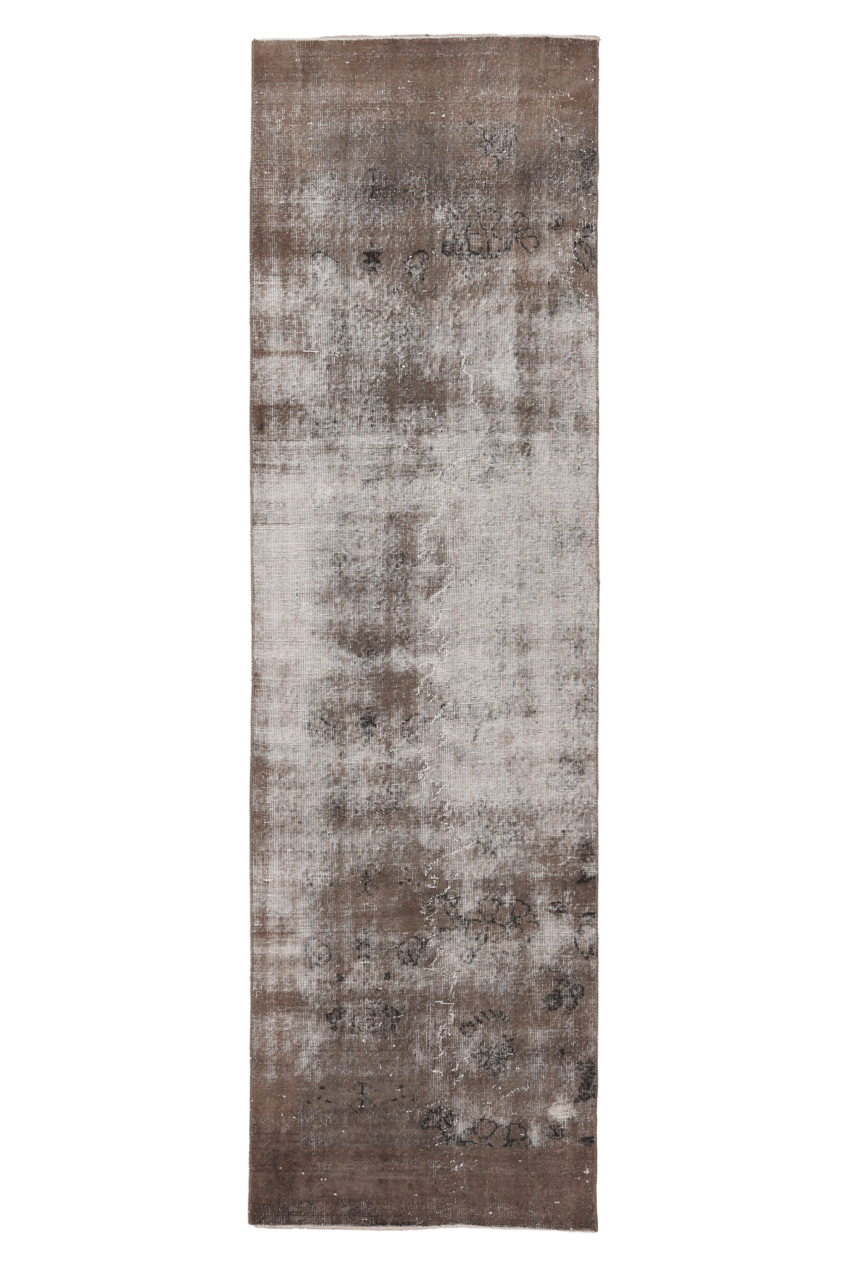 Vintage Isparta Turkish Runner Rug 2x9 ft — Brown & Gray Distressed