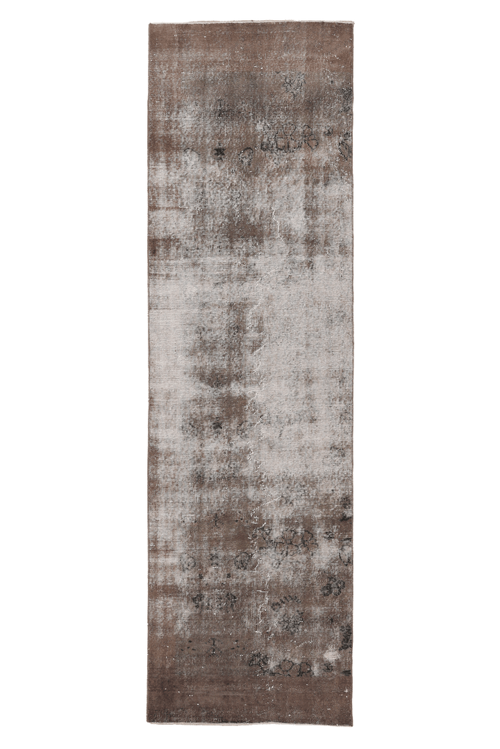 Vintage Isparta Turkish Runner Rug 2x9 ft — Brown & Gray Distressed