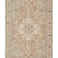 Vintage Isparta Turkish Area Rug 5x9 ft — Beige & Brown Floral (No. 37136)