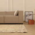 Vintage Isparta Turkish Area Rug 5x9 ft — Beige & Brown Floral (No. 37136)