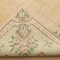 Vintage Isparta Turkish Area Rug 6x9 ft — Beige & Green Floral