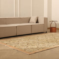 Vintage Isparta Turkish Area Rug 5x9 ft — Beige & Pink Floral