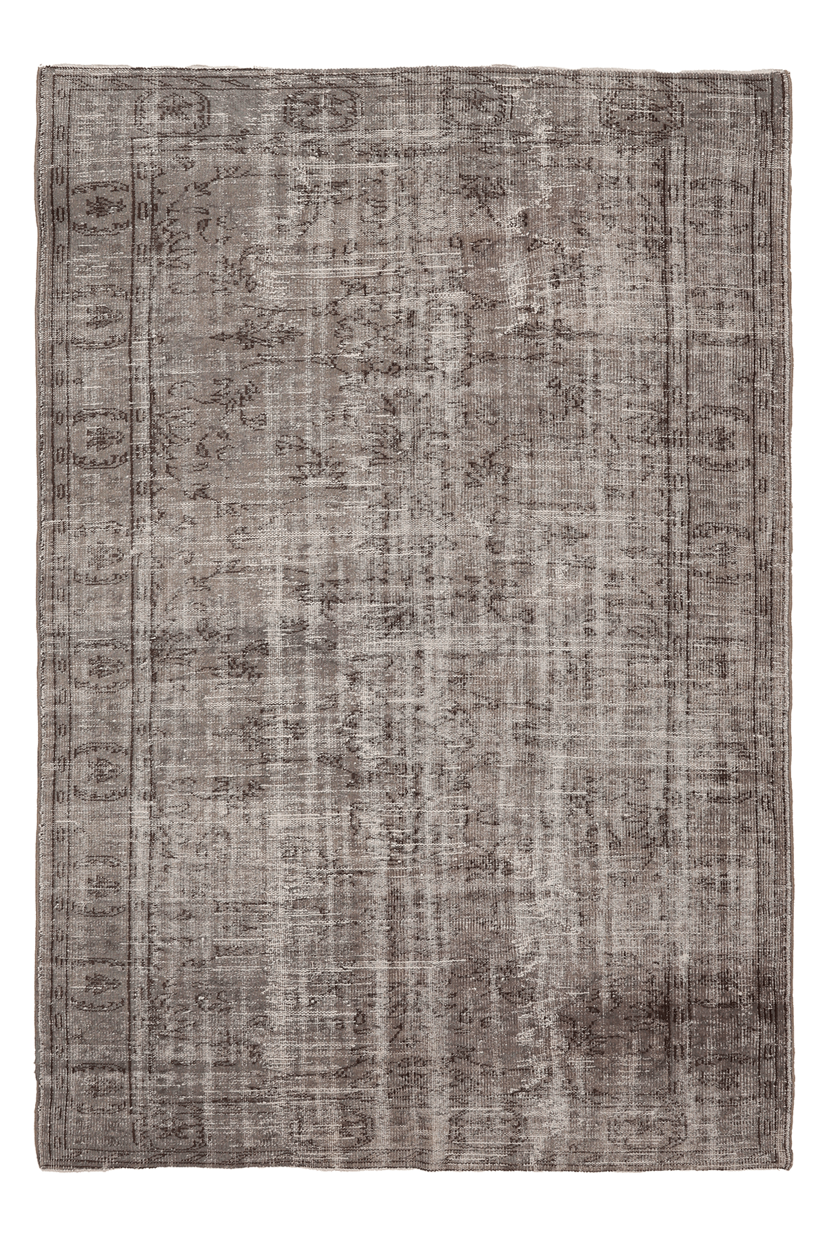 Vintage Manisa Turkish Area Rug 5x8 ft — Gray & Brown Distressed