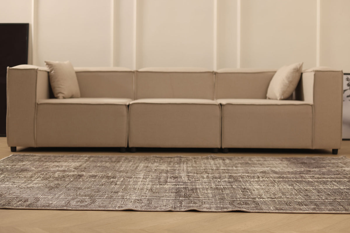 Vintage Manisa Turkish Area Rug 5x8 ft — Gray & Brown Distressed
