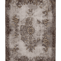 Vintage Isparta Turkish Area Rug 7x11 ft — Gray & Brown Floral