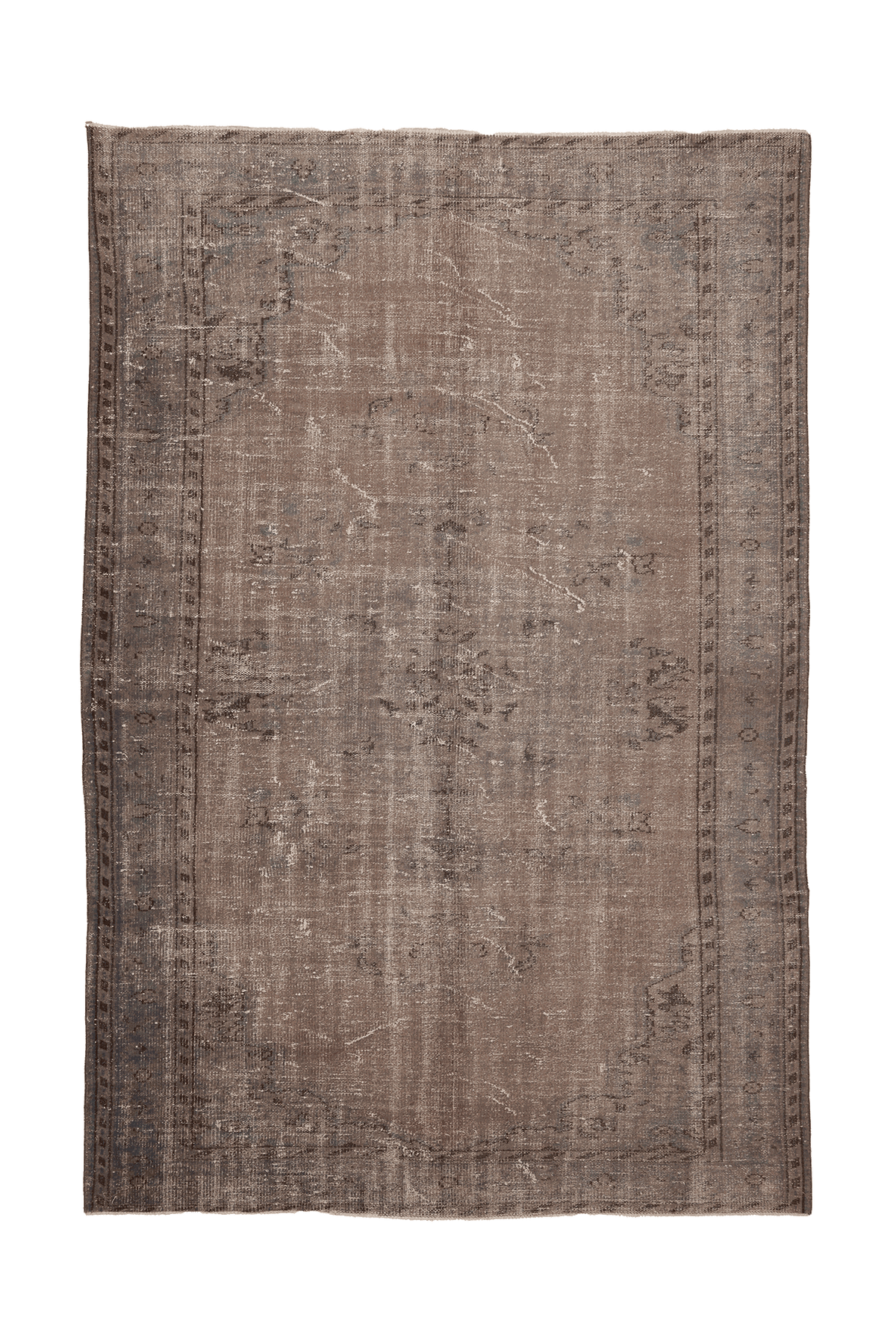 Vintage Isparta Turkish Area Rug 6x10 ft — Brown & Gray Floral