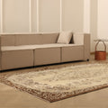 Vintage Isparta Turkish Area Rug 5x9 ft — Beige & Brown Floral (No. 37165)