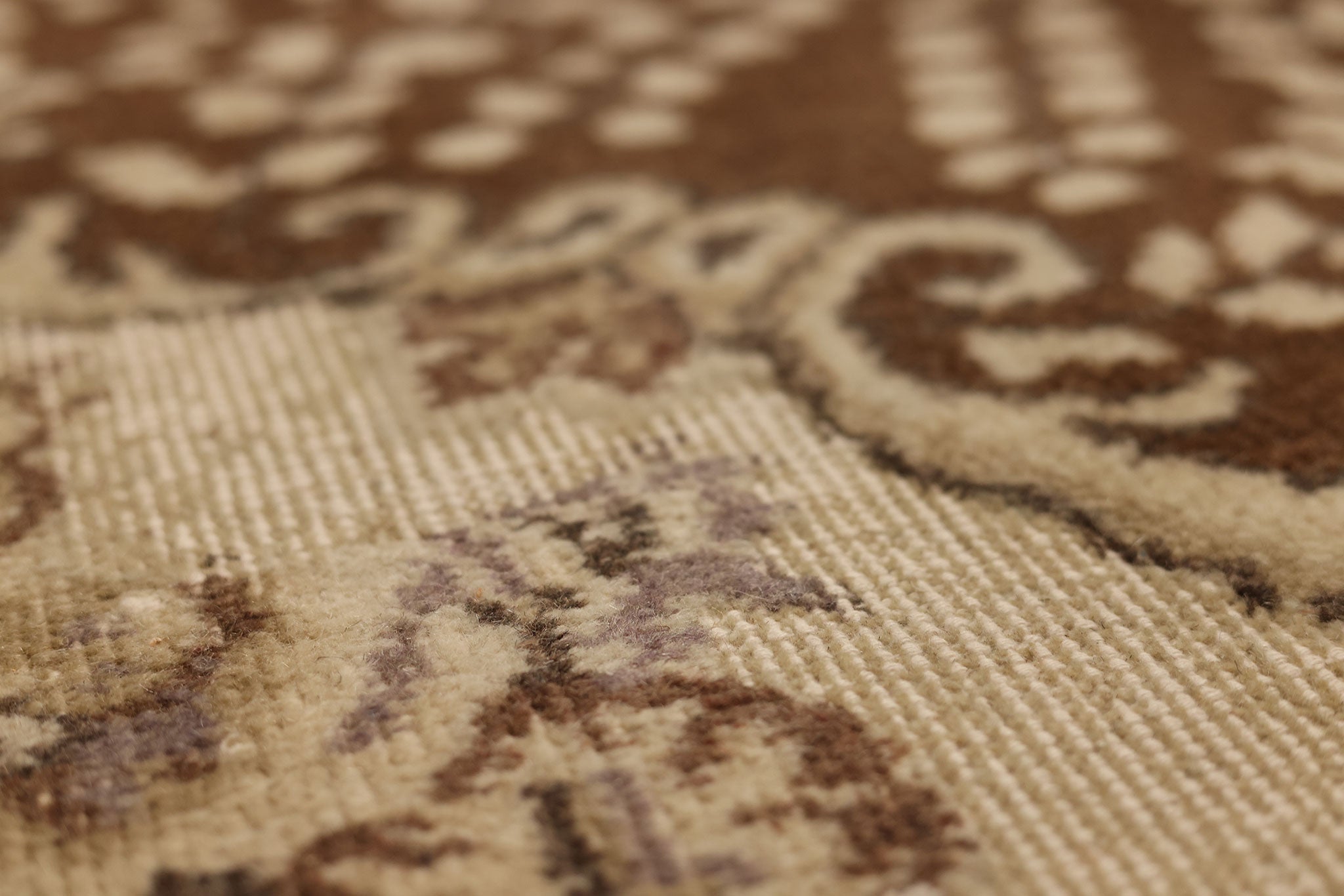 Vintage Isparta Turkish Area Rug 5x9 ft — Beige & Brown Floral (No. 37165)