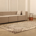 Vintage Isparta Turkish Area Rug 5x9 ft — Beige & Brown Floral (No. 37167)