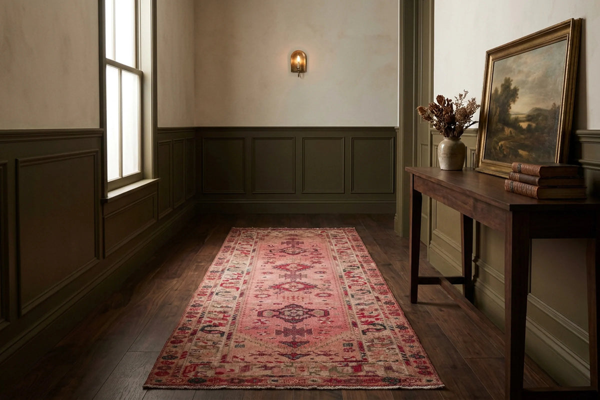 Persian Style Runner Rug in a styled room
