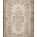 Vintage Isparta Turkish Area Rug 6x9 ft — Beige & Brown Floral
