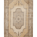Vintage Isparta Turkish Area Rug 5x9 ft — Beige & Brown Geometric