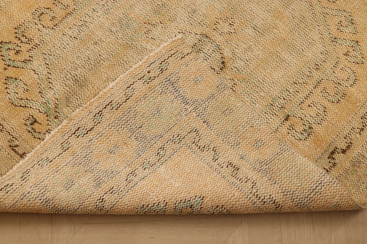 Vintage Konya Turkish Runner Rug 3x11 ft — Beige Geometric