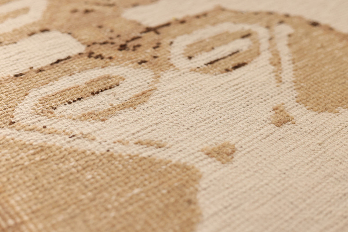 Vintage Malatya Turkish Runner Rug 2x11 ft — White & Brown Geometric (No. 37539)