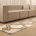 Vintage Malatya Turkish Runner Rug 2x11 ft — White & Brown Geometric