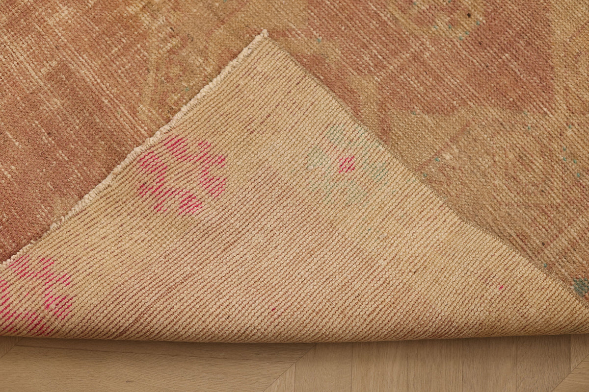 Vintage Malatya Turkish Runner Rug 3x11 ft — Beige & Beige Geometric